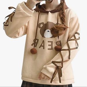 Cute girl bear hoodie with ears
